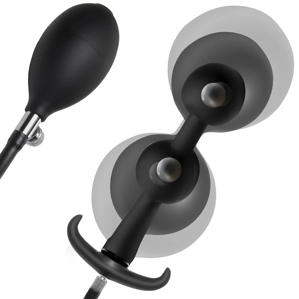 Master Series - 充氣式鋼制加重後庭塞 - 黑色