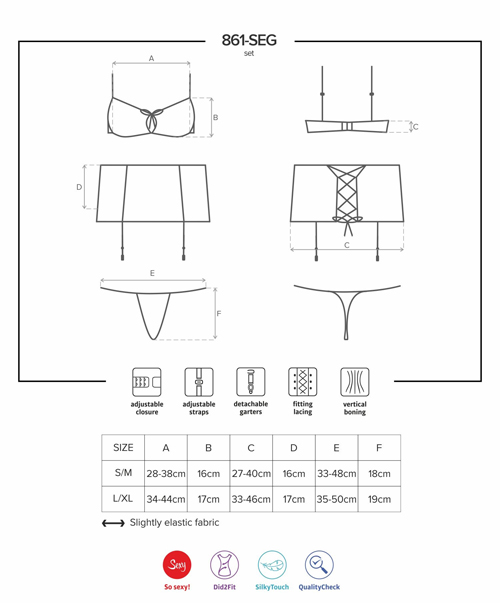 Obsessive 861-SEG-5 3PCS Set - Pink - S/M - View 8