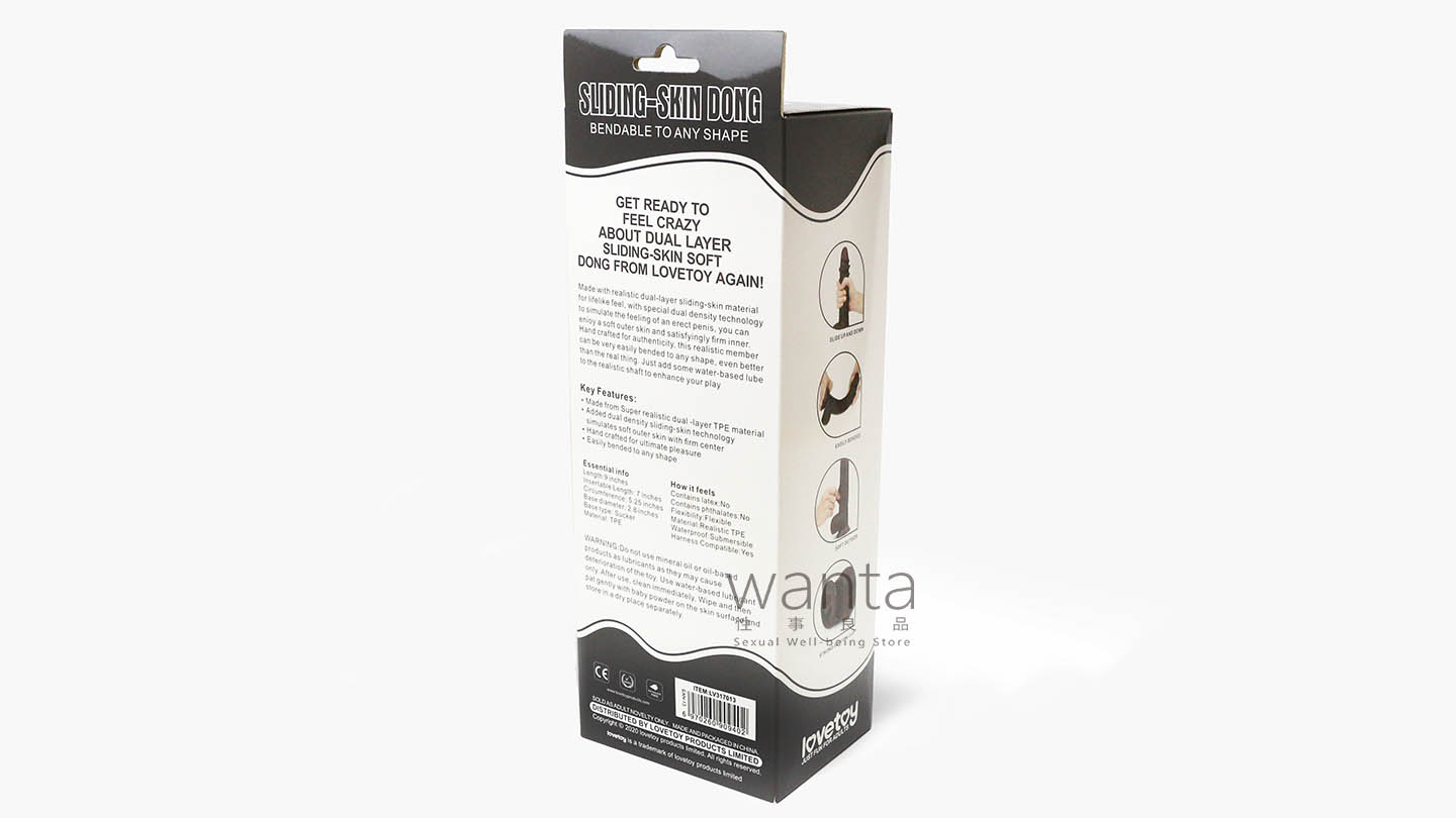 Lovetoy - Sliding Skin Dual Layer Dong - Black - 9 - View 3