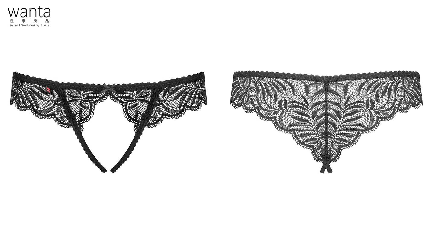 Obsessive Contica Crotchless Thong - Black - S/M - View 7
