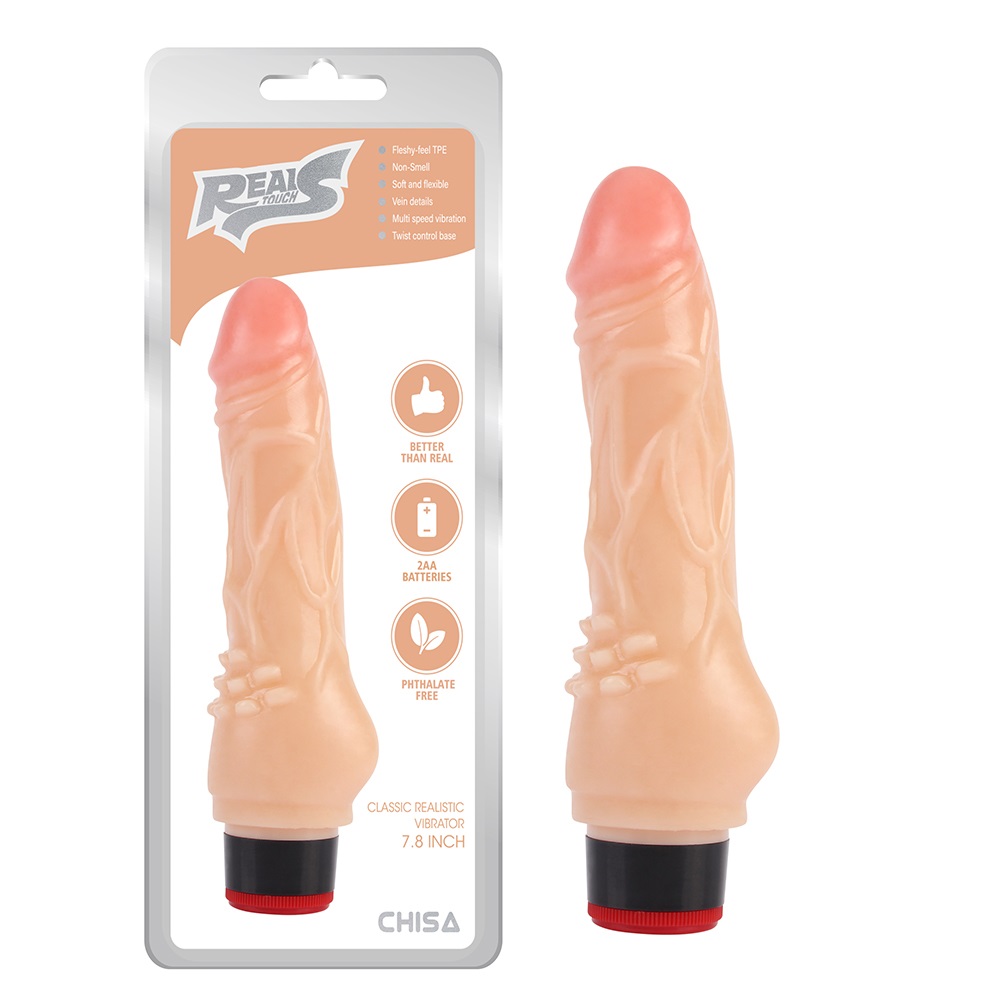 Chisa - 7.8" 經典 震動仿真假陽具 - 肉色 - View 6