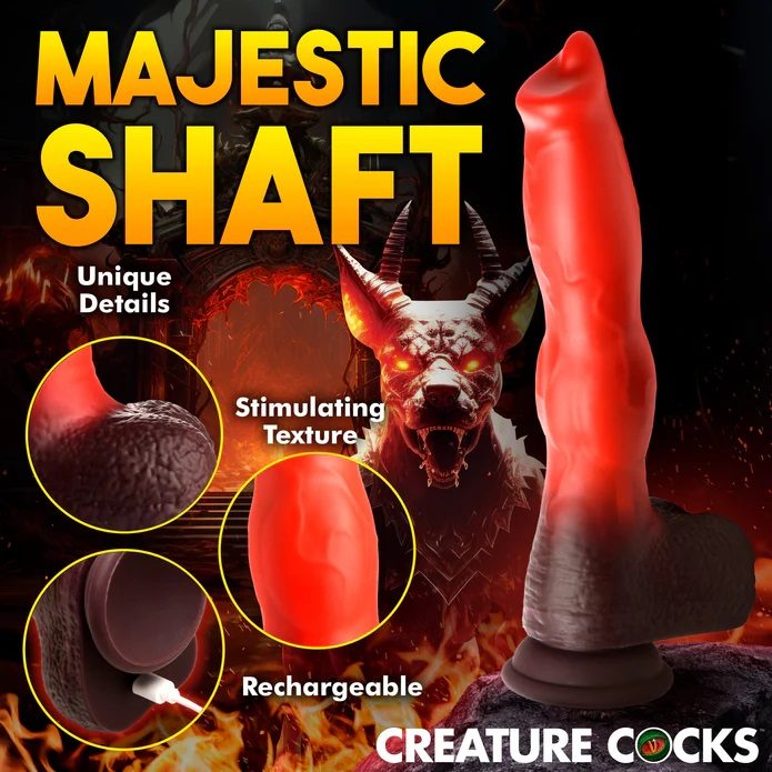 Creature Cocks - 獵犬猛烈抽插震動假陽具 - 黑/紅色 - View 3