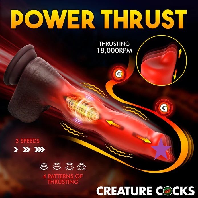 Creature Cocks - 獵犬猛烈抽插震動假陽具 - 黑/紅色 - View 2