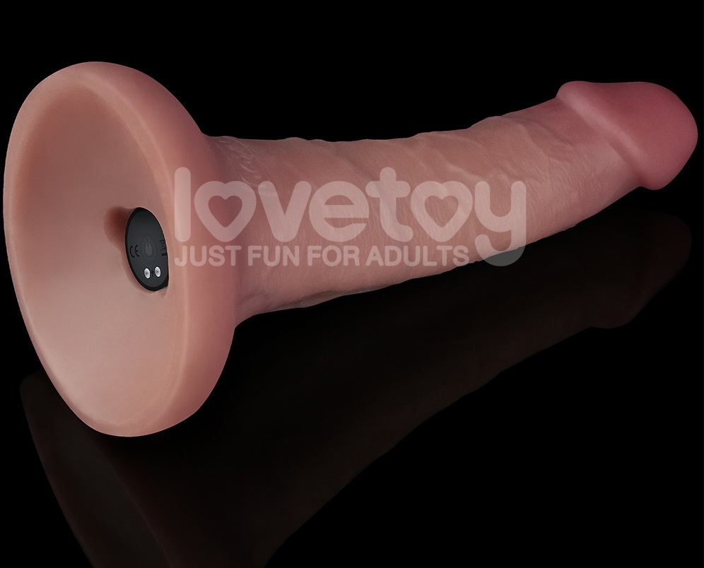 Lovetoy - 6'' 雙層柔軟震動假陽具 - 肉色 - View 11