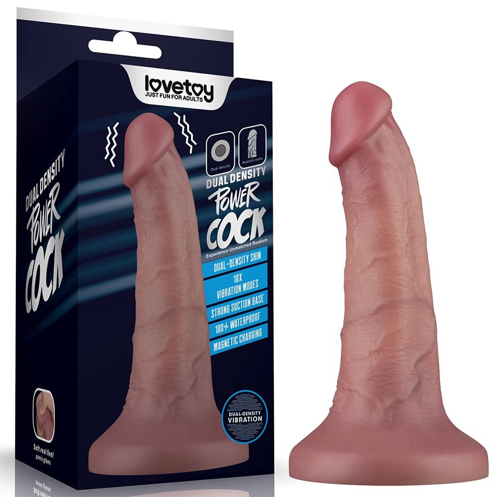 Lovetoy - 6'' 雙層柔軟震動假陽具 - 肉色 - View 16