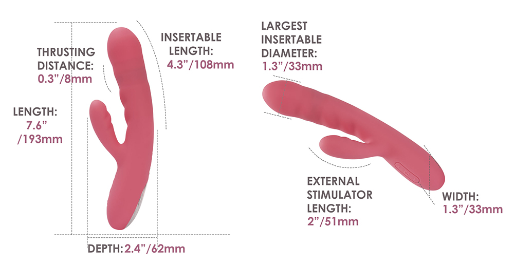 SVAKOM - Avery Thrusting Rabbit Vibrator - Strawberry Pink - View 12
