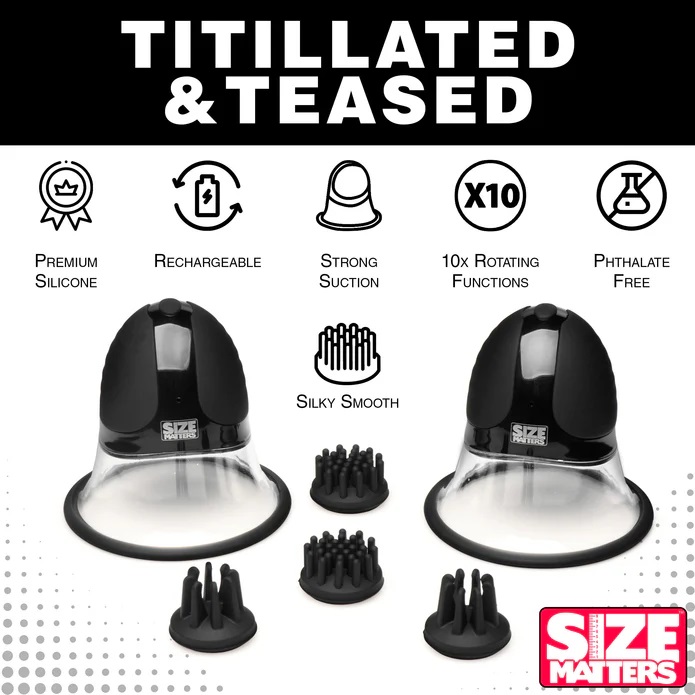 Size Matters - 10X 電動旋轉乳頭吸啜器 - 黑色 - View 4