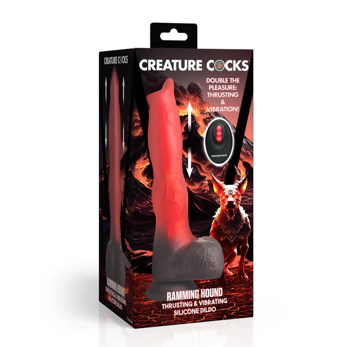 Creature Cocks - 獵犬猛烈抽插震動假陽具 - 黑/紅色 - View 11
