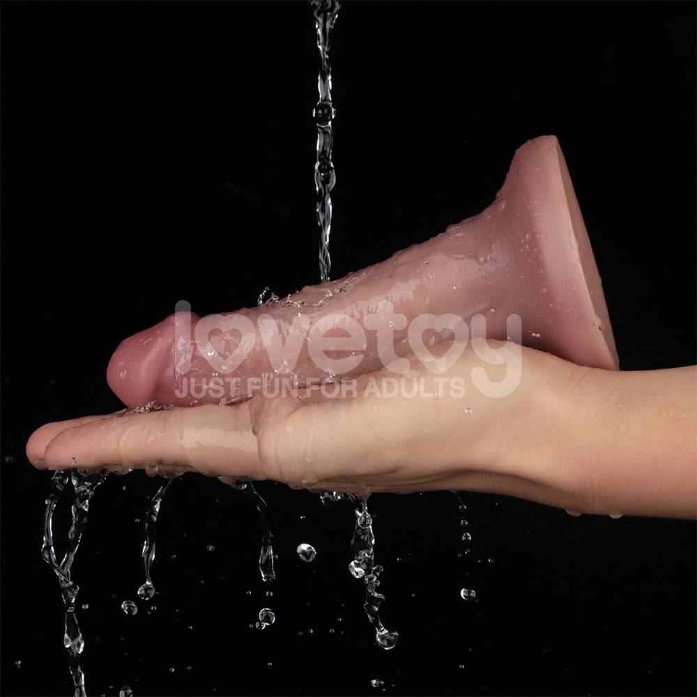 Lovetoy - 6'' 雙層柔軟震動假陽具 - 肉色 - View 9
