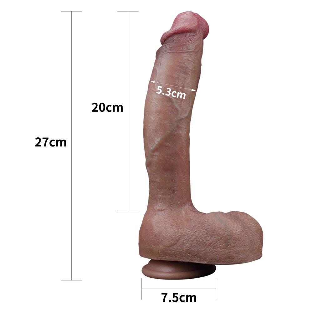 Lovetoy - 10.5'' 雙層白金矽膠仿真陽具 - View 20