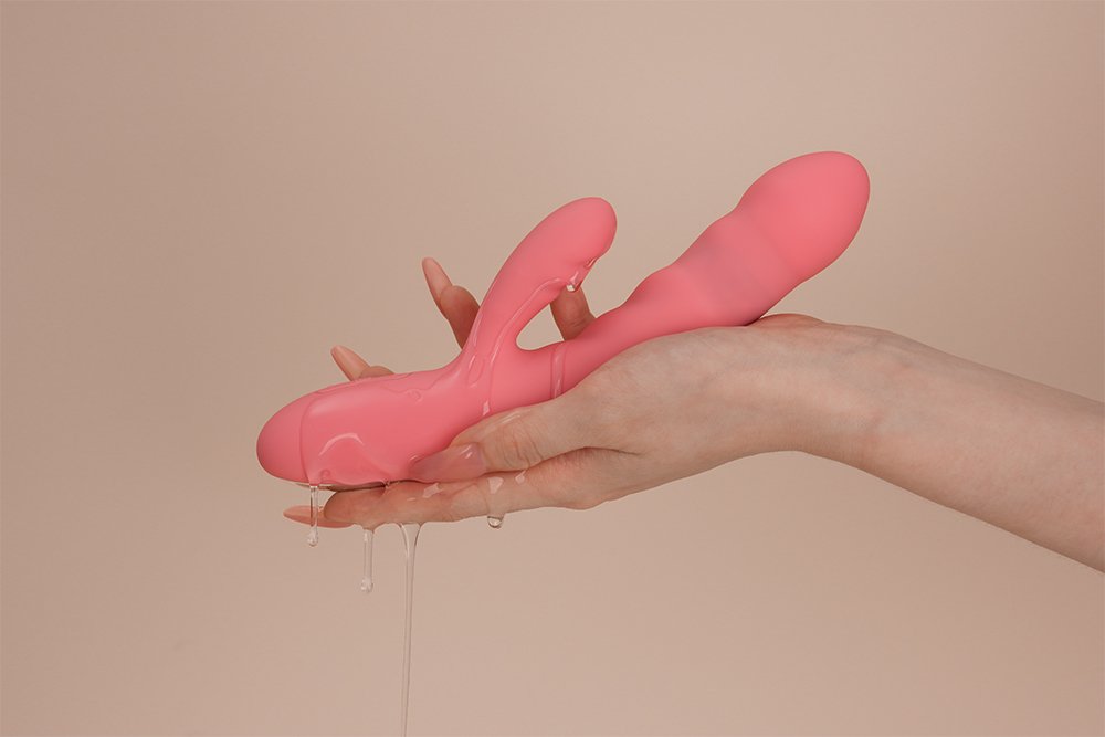 SVAKOM - Avery Thrusting Rabbit Vibrator - Strawberry Pink - View 8
