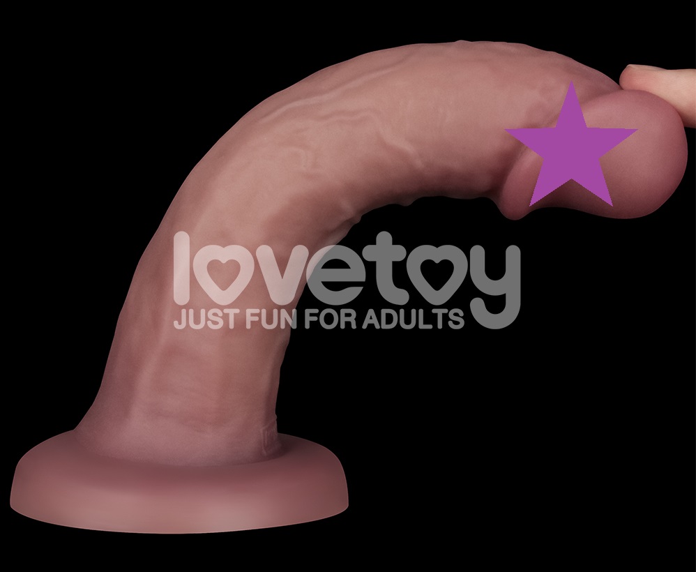 Lovetoy - 8'' 雙層柔軟震動假陽具 - 肉色 - View 2