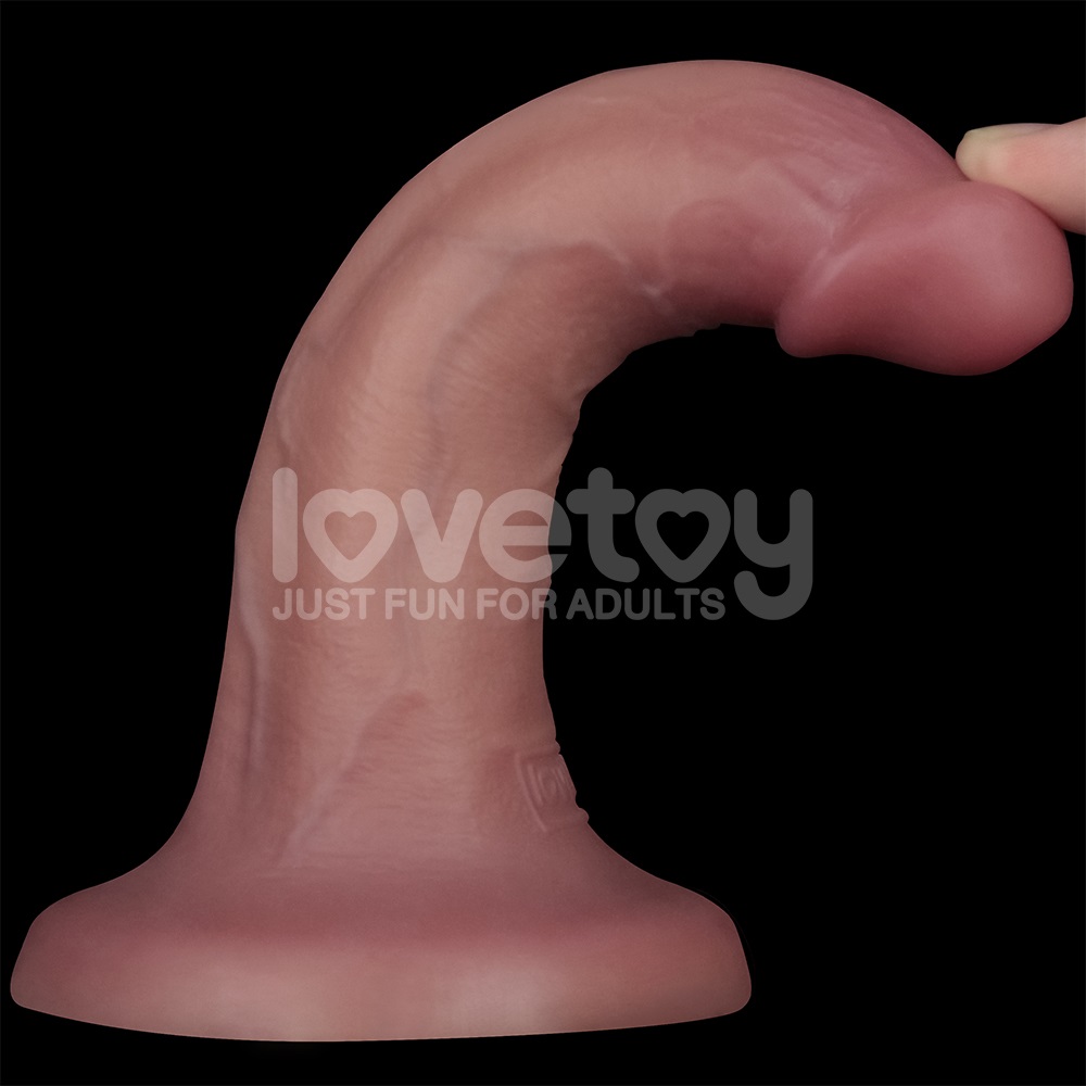 Lovetoy - 6'' 雙層柔軟震動假陽具 - 肉色 - View 6