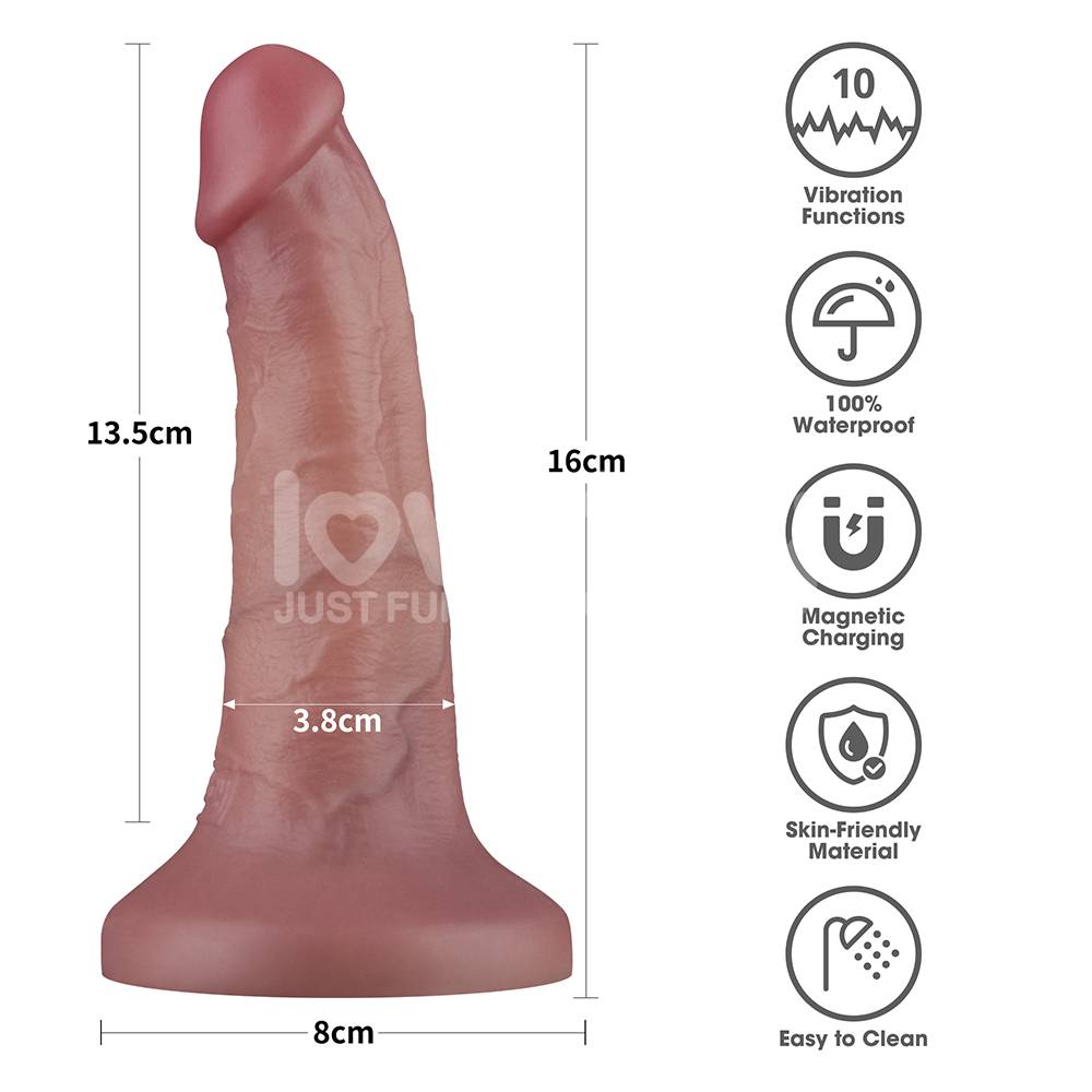 Lovetoy - 6'' 雙層柔軟震動假陽具 - 肉色 - View 14