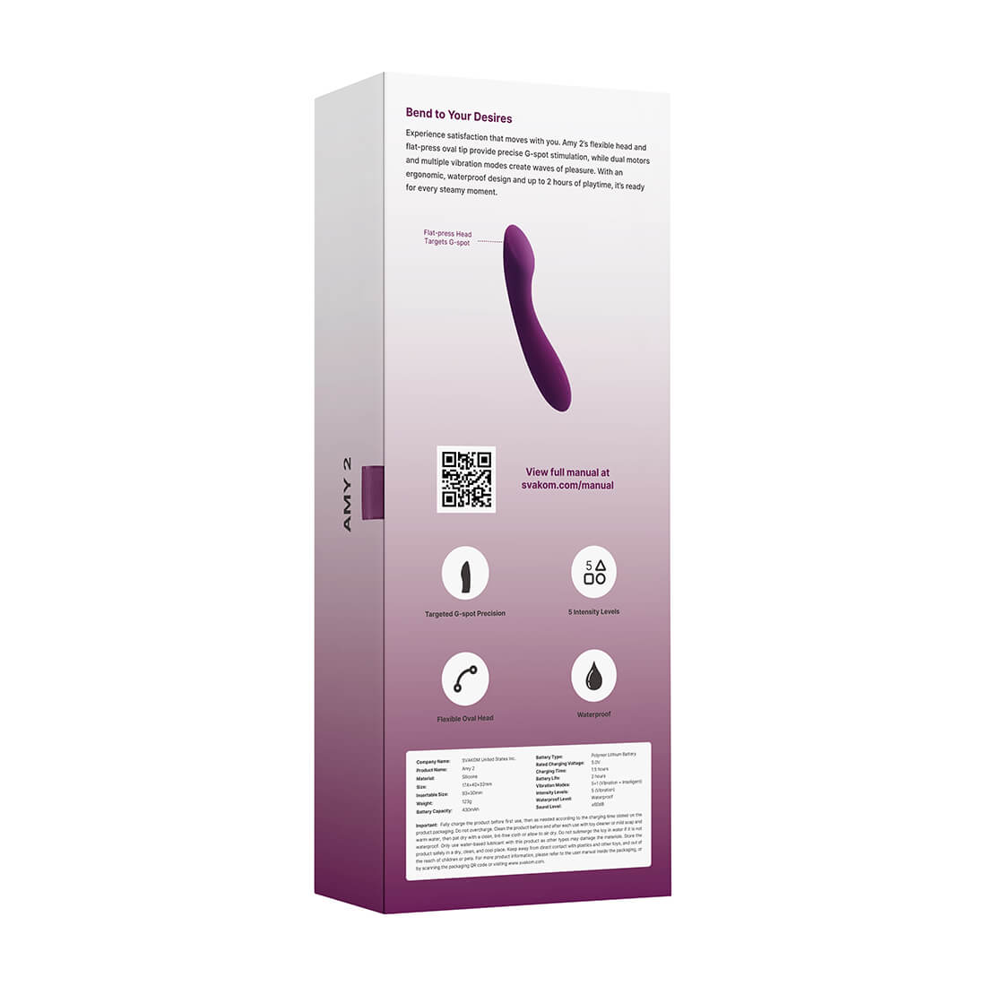 SVAKOM - Amy 2 Flexible G-spot Vibrator - Violet - View 10