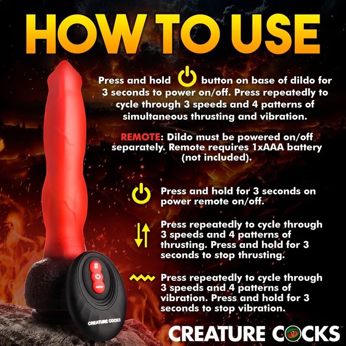 Creature Cocks - 獵犬猛烈抽插震動假陽具 - 黑/紅色 - View 8
