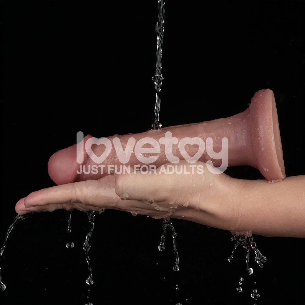 Lovetoy - 8'' 雙層柔軟震動假陽具 - 肉色 - View 9