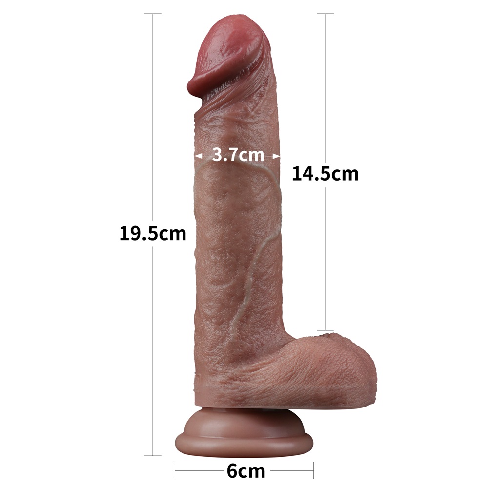 Lovetoy - 7.5" 雙層構造仿真陽具 - 啡色 - View 13
