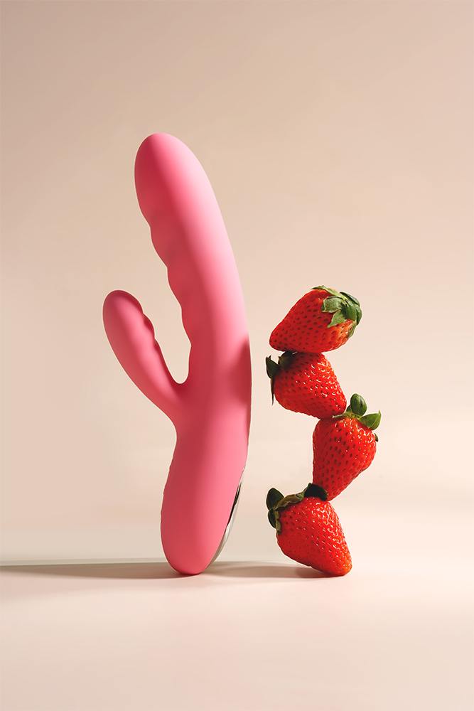 SVAKOM - Avery Thrusting Rabbit Vibrator - Strawberry Pink - View 9