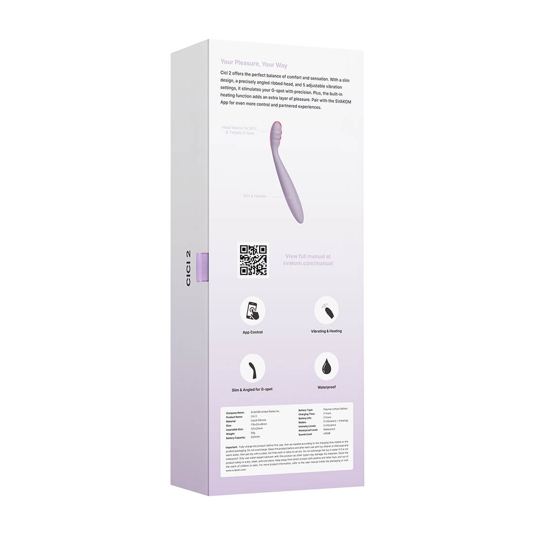 SVAKOM - Cici 2 APP G-spot Vibrator - Pastel Lilac - View 19