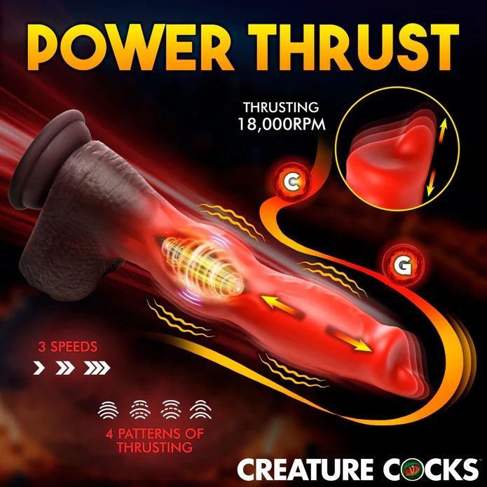 Creature Cocks - 獵犬猛烈抽插震動假陽具 - 黑/紅色 - View 5