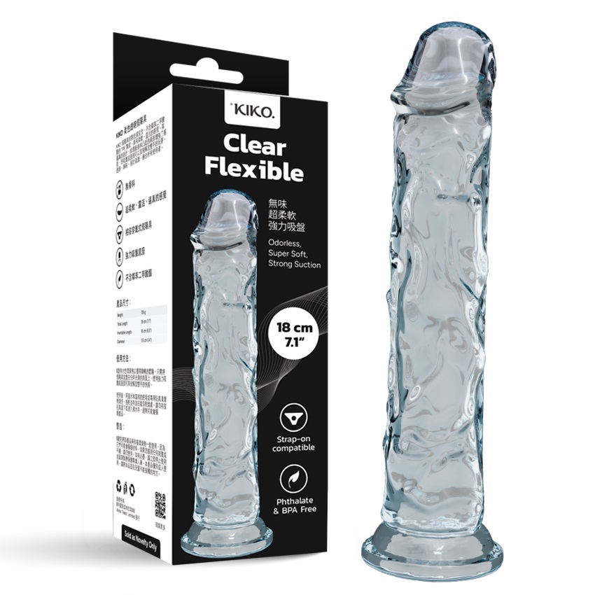 KIKO - Flexible Dildo 7.1" - Clear - View 10