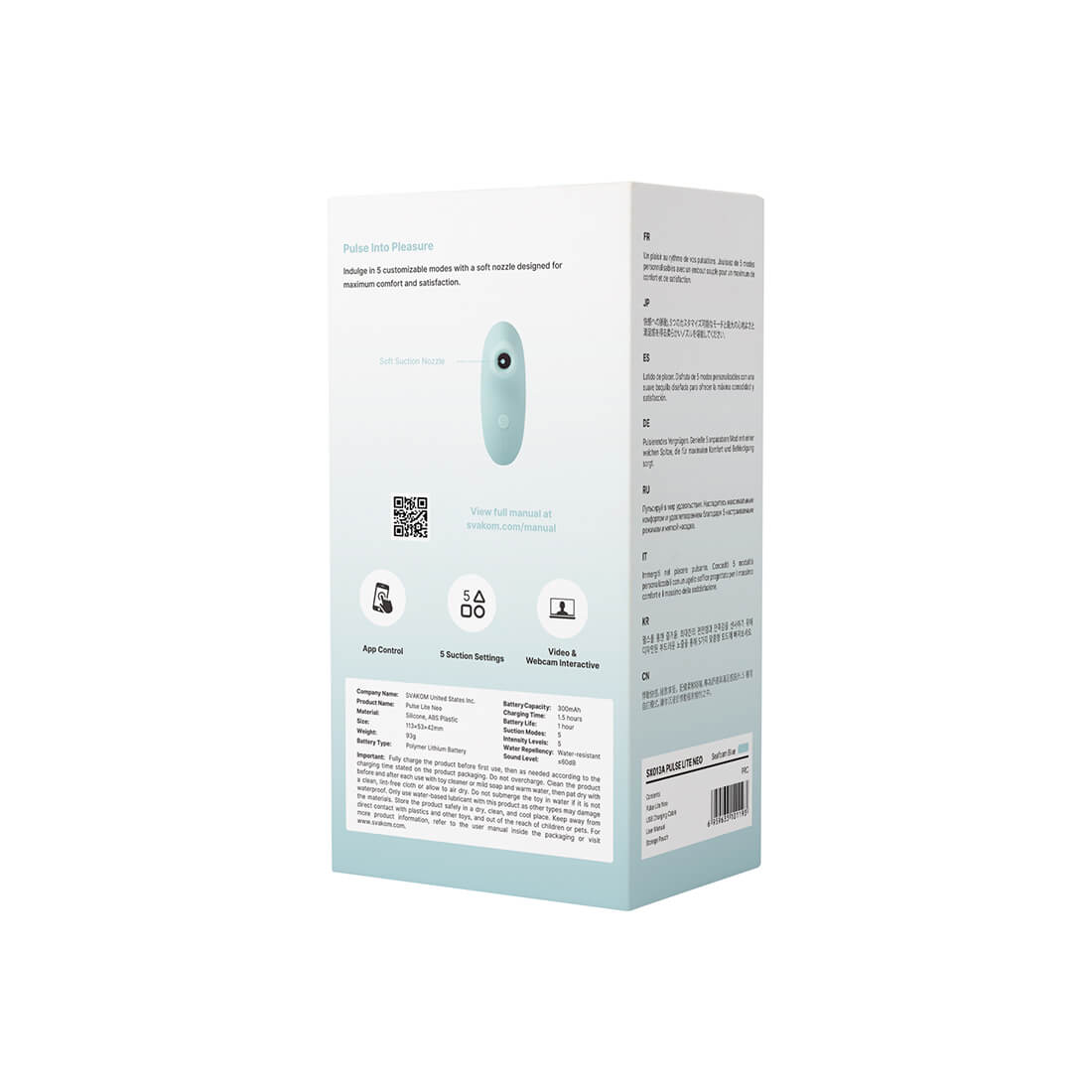 SVAKOM - Pulse Lite Neo Interactive Stimulator - Seafoam Blue - View 13