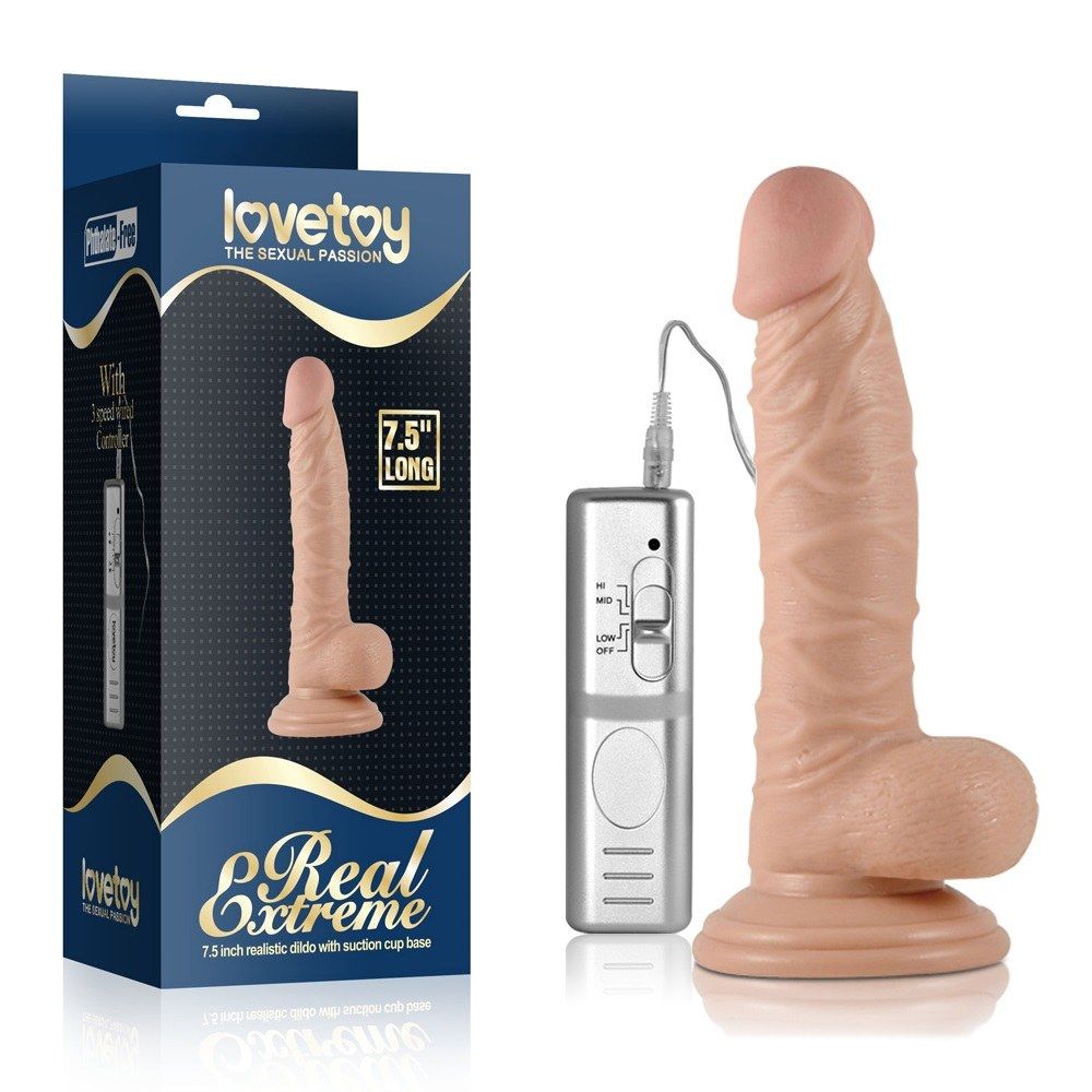 Lovetoy - 7.5" 仿真震動假陽具 - 膚色 - View 7