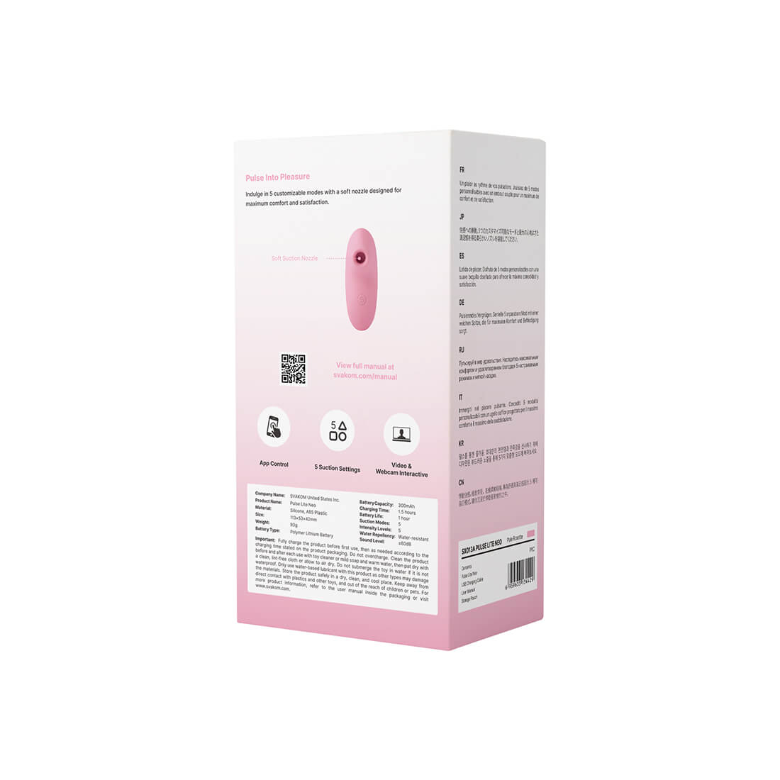 SVAKOM - Pulse Lite Neo Interactive Stimulator - Pale Rosette - View 13