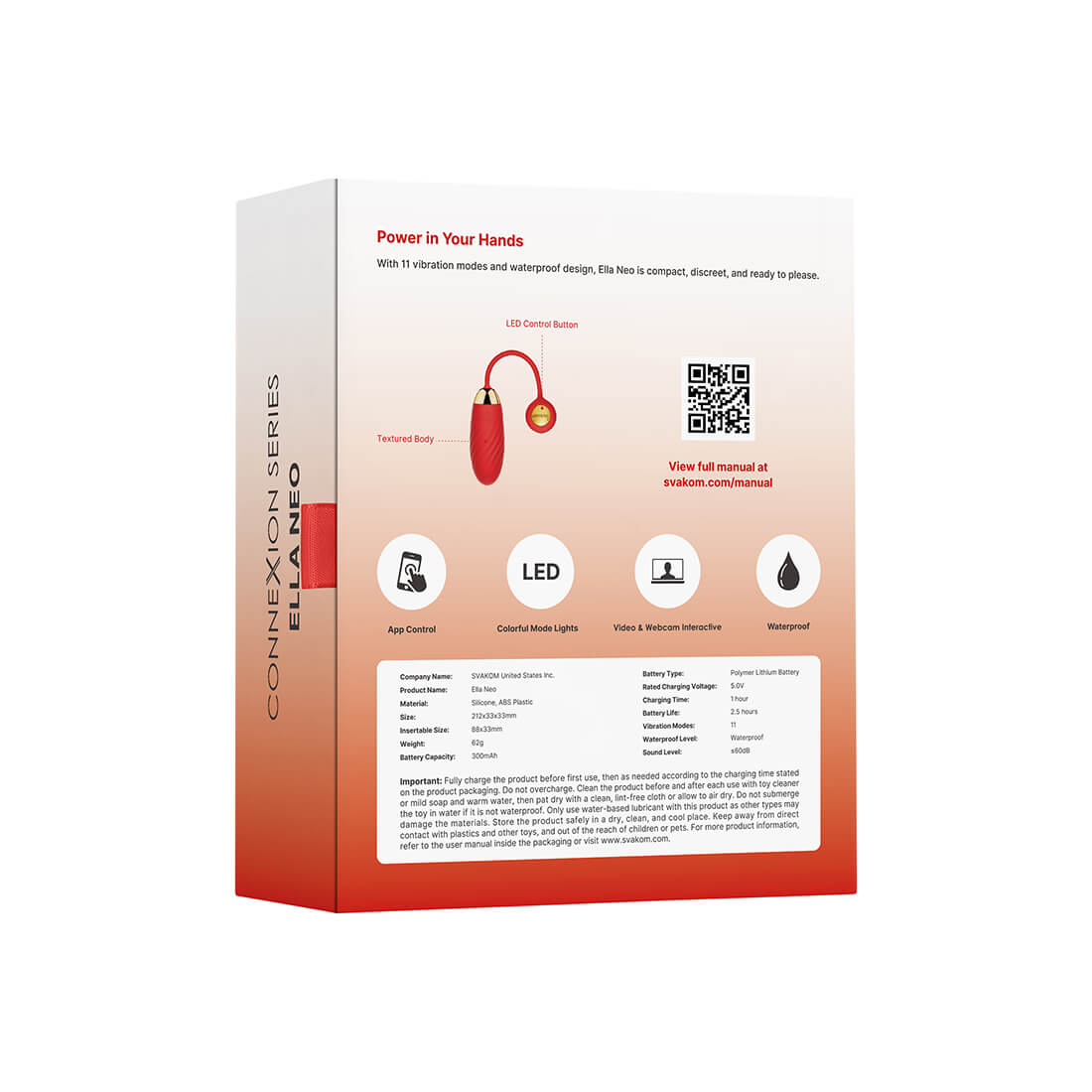 SVAKOM - Ella Neo Interactive Egg Vibrator - Red - View 13