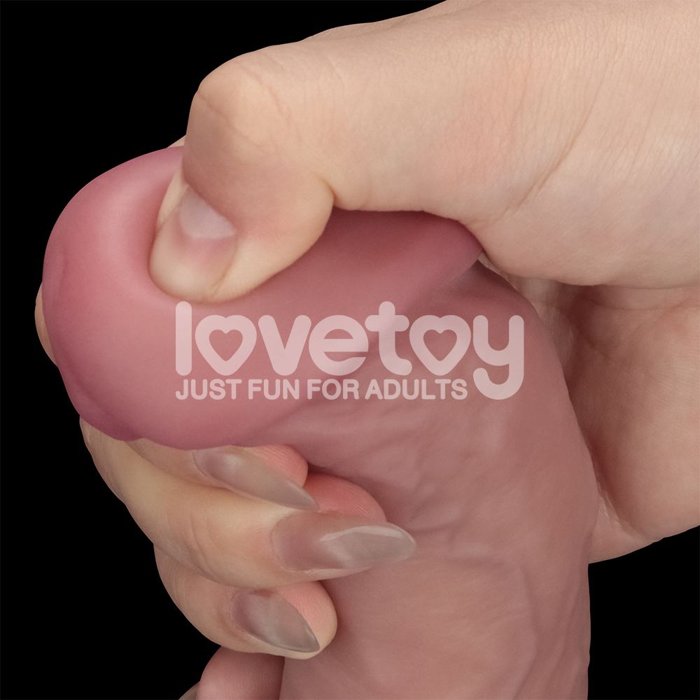 Lovetoy - 8'' 雙層柔軟震動假陽具 - 肉色 - View 10