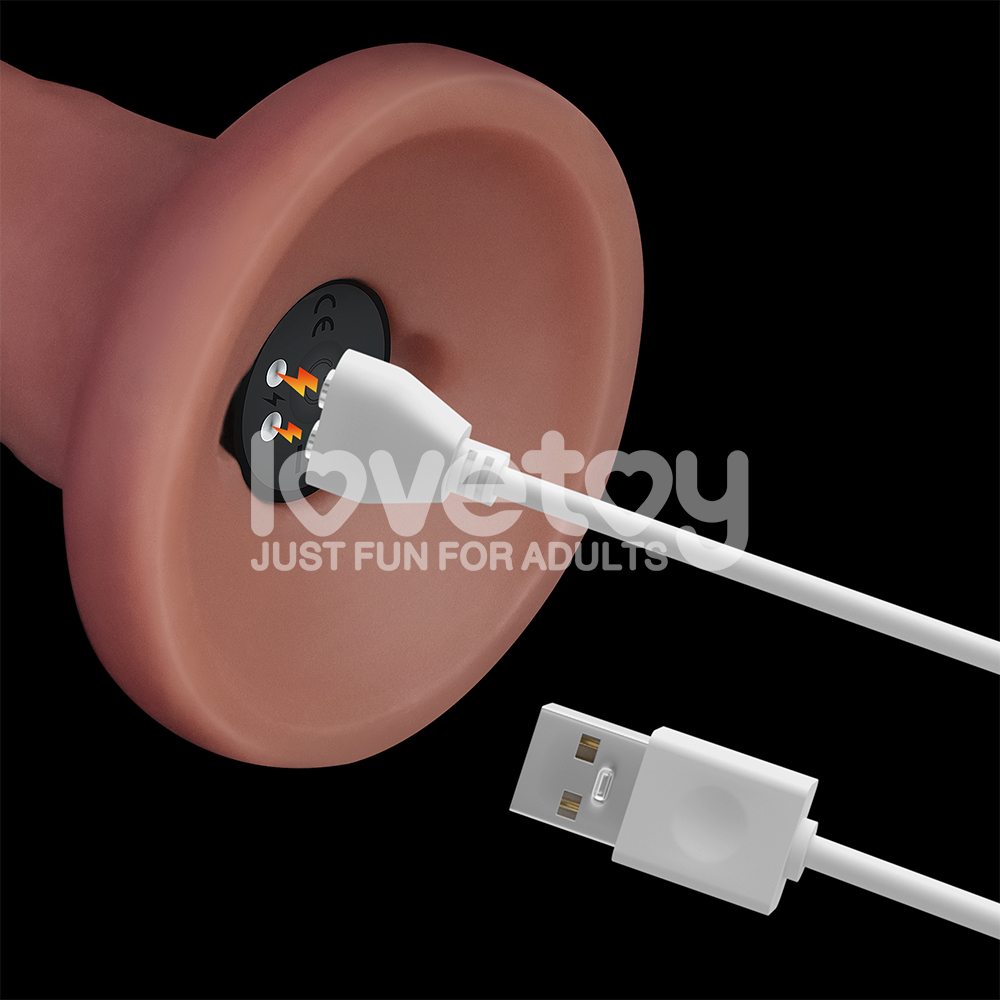 Lovetoy - 8'' 雙層柔軟震動假陽具 - 肉色 - View 14