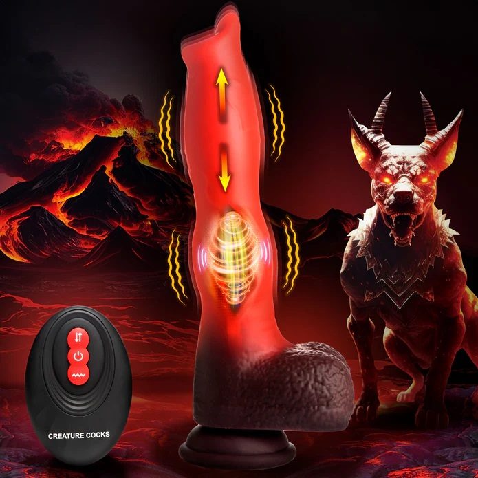 Creature Cocks - 獵犬猛烈抽插震動假陽具 - 黑/紅色 - View 7