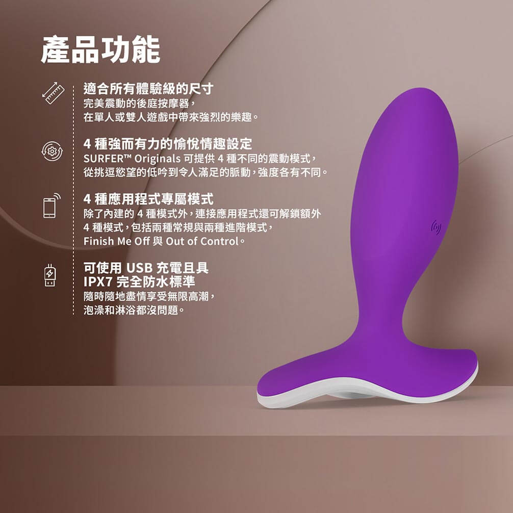 Lelo - Surfer Originals APP Prostate Massager - Purple - View 3