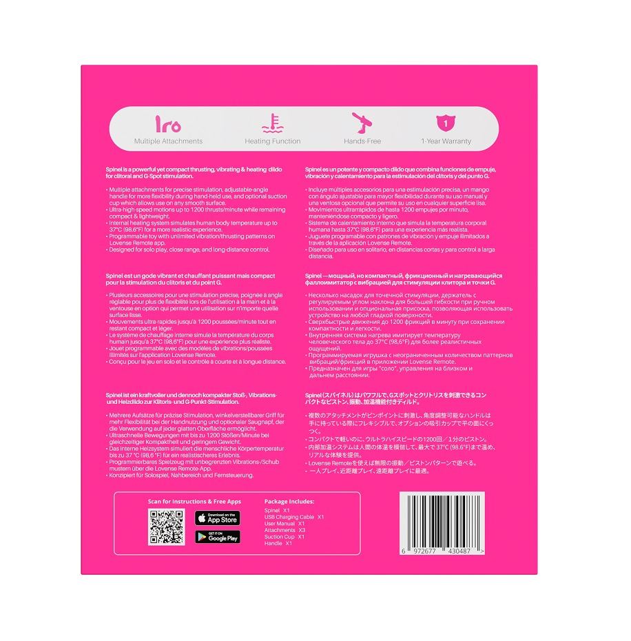Lovense - Spinel 可APP控推撞抽插加熱式按摩棒手持/吸啜底盤 - 粉紅色配藍色 - View 23